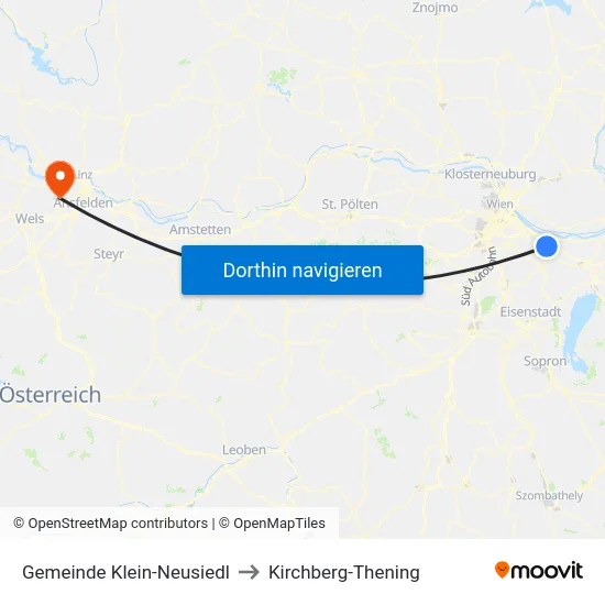 Gemeinde Klein-Neusiedl to Kirchberg-Thening map