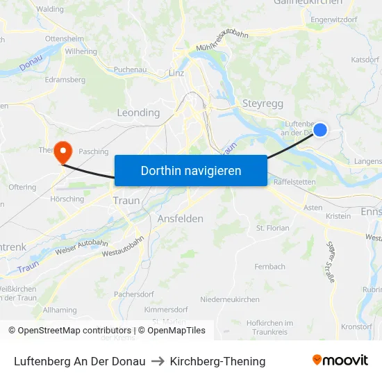 Luftenberg An Der Donau to Kirchberg-Thening map