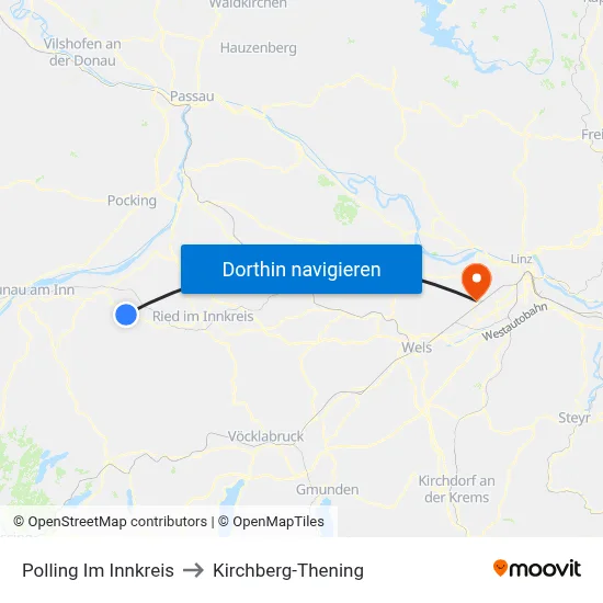 Polling Im Innkreis to Kirchberg-Thening map