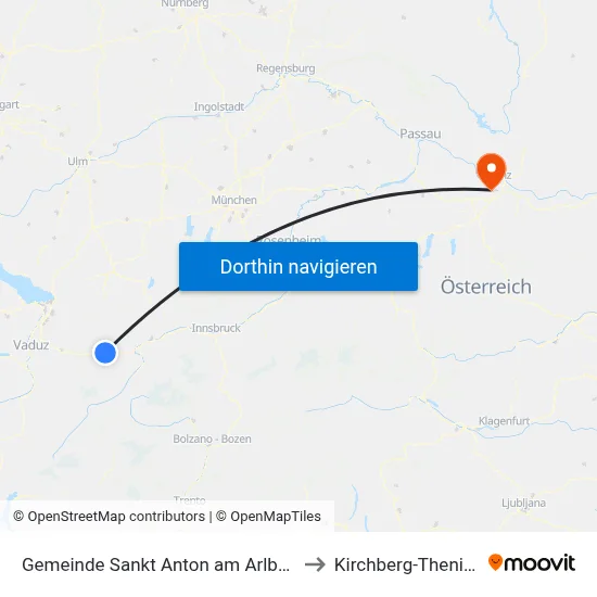 Gemeinde Sankt Anton am Arlberg to Kirchberg-Thening map