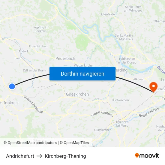 Andrichsfurt to Kirchberg-Thening map
