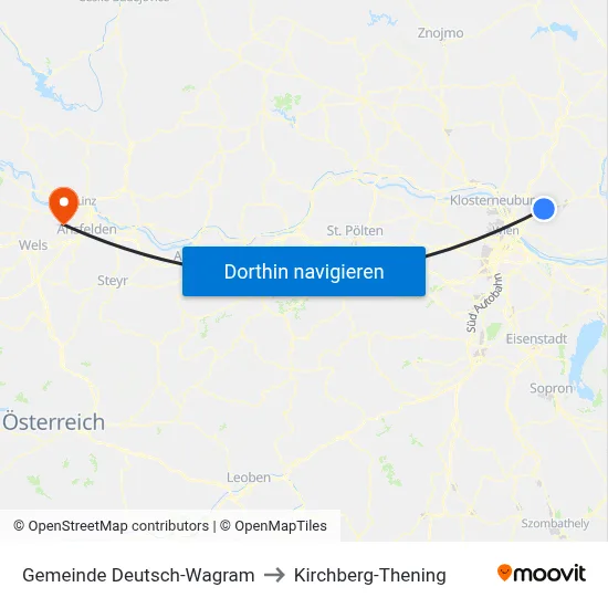 Gemeinde Deutsch-Wagram to Kirchberg-Thening map