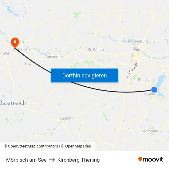 Mörbisch am See to Kirchberg-Thening map