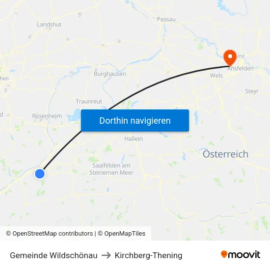 Gemeinde Wildschönau to Kirchberg-Thening map