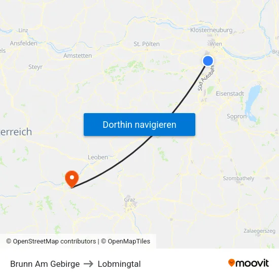 Brunn Am Gebirge to Lobmingtal map