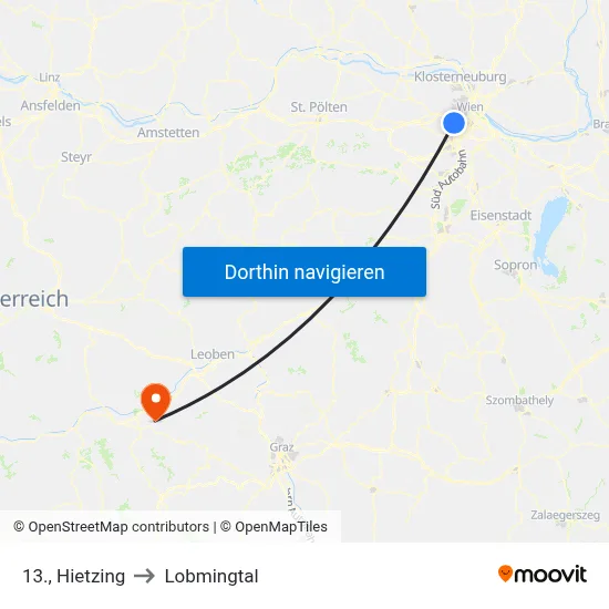 13., Hietzing to Lobmingtal map