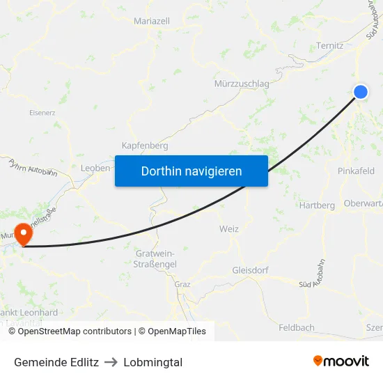 Gemeinde Edlitz to Lobmingtal map