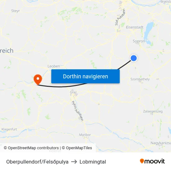Oberpullendorf/Felsőpulya to Lobmingtal map