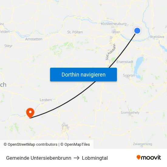 Gemeinde Untersiebenbrunn to Lobmingtal map
