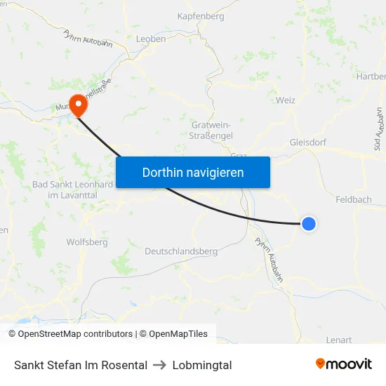Sankt Stefan Im Rosental to Lobmingtal map