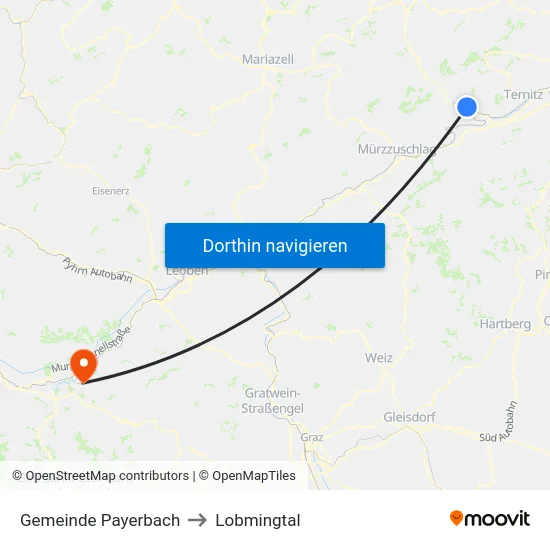 Gemeinde Payerbach to Lobmingtal map