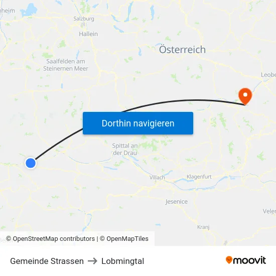 Gemeinde Strassen to Lobmingtal map