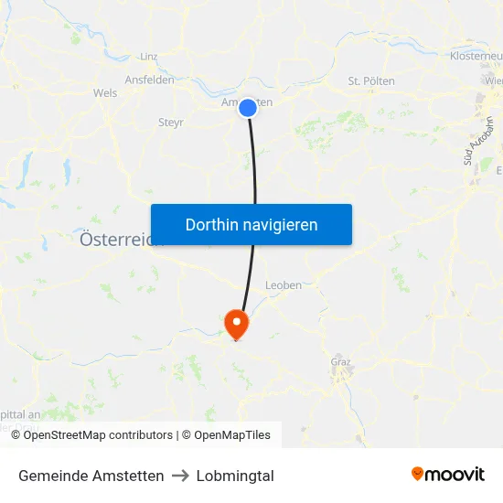 Gemeinde Amstetten to Lobmingtal map