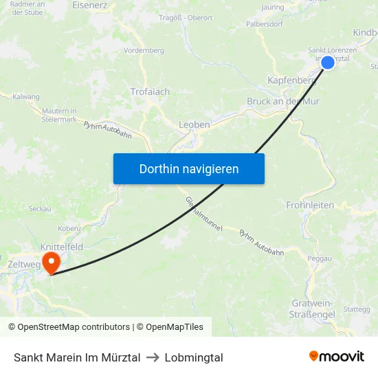 Sankt Marein Im Mürztal to Lobmingtal map