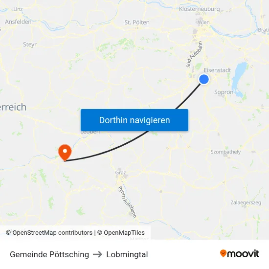 Gemeinde Pöttsching to Lobmingtal map