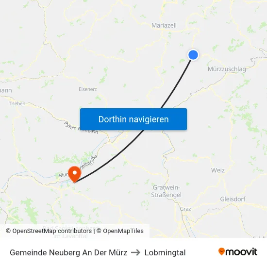 Gemeinde Neuberg An Der Mürz to Lobmingtal map