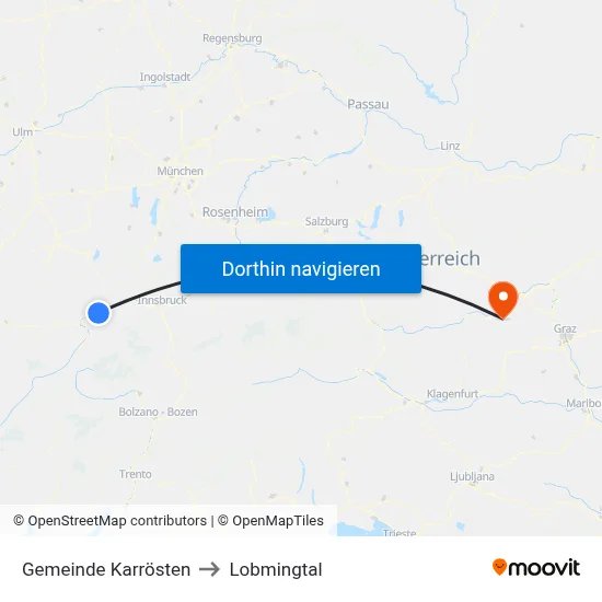 Gemeinde Karrösten to Lobmingtal map