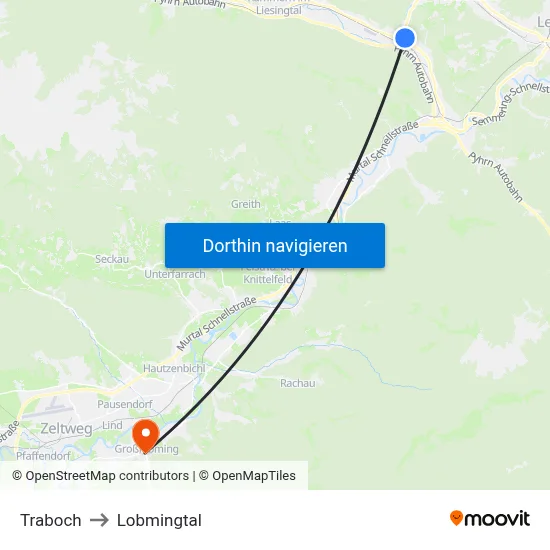 Traboch to Lobmingtal map