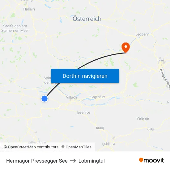 Hermagor-Pressegger See to Lobmingtal map