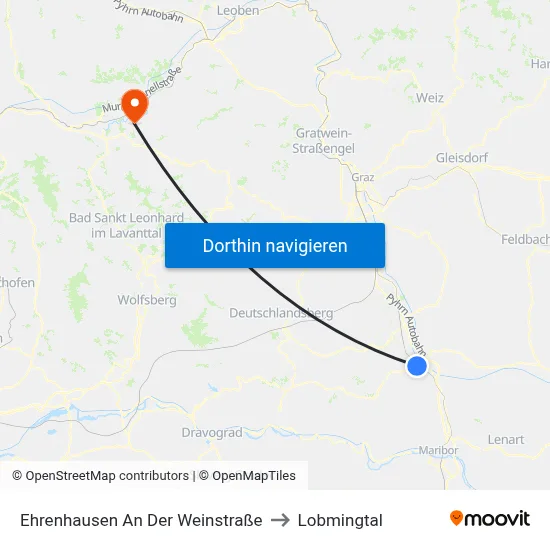 Ehrenhausen An Der Weinstraße to Lobmingtal map
