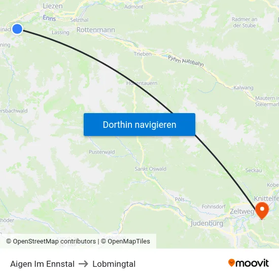 Aigen Im Ennstal to Lobmingtal map