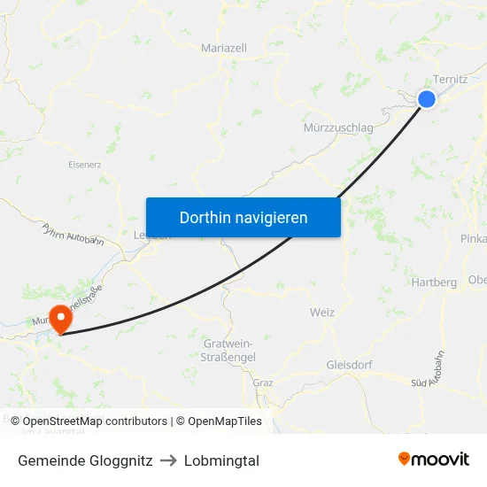 Gemeinde Gloggnitz to Lobmingtal map