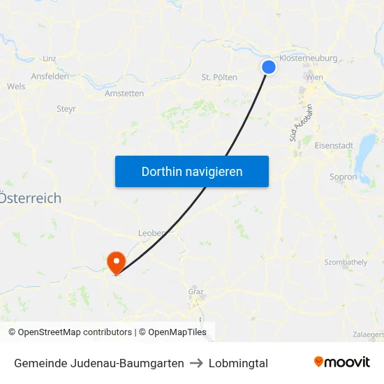 Gemeinde Judenau-Baumgarten to Lobmingtal map
