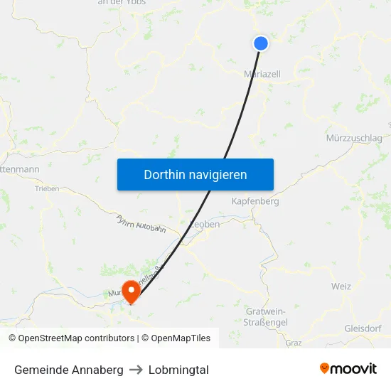 Gemeinde Annaberg to Lobmingtal map