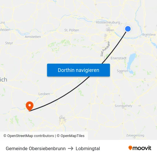 Gemeinde Obersiebenbrunn to Lobmingtal map
