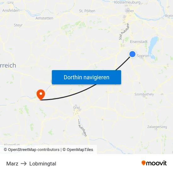 Marz to Lobmingtal map