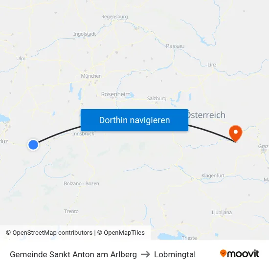Gemeinde Sankt Anton am Arlberg to Lobmingtal map