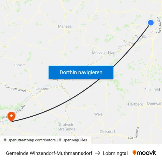Gemeinde Winzendorf-Muthmannsdorf to Lobmingtal map