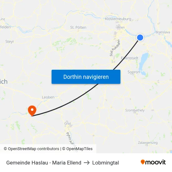 Gemeinde Haslau - Maria Ellend to Lobmingtal map