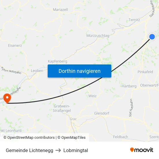 Gemeinde Lichtenegg to Lobmingtal map