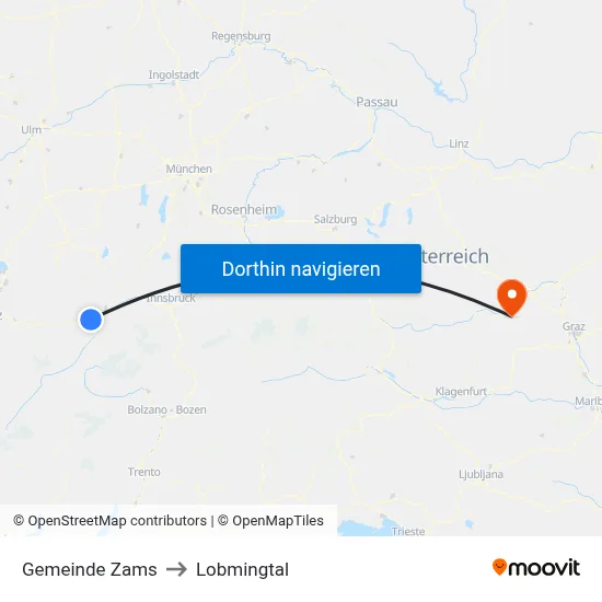 Gemeinde Zams to Lobmingtal map