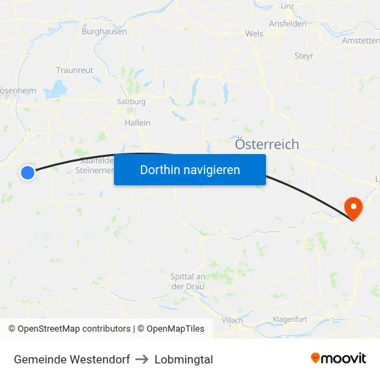 Gemeinde Westendorf to Lobmingtal map