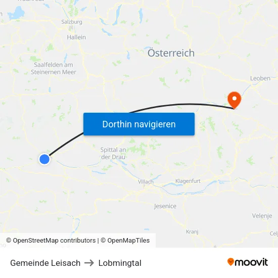 Gemeinde Leisach to Lobmingtal map