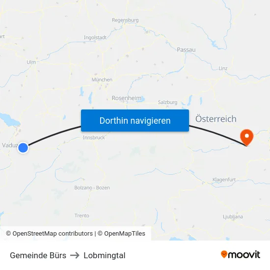 Gemeinde Bürs to Lobmingtal map