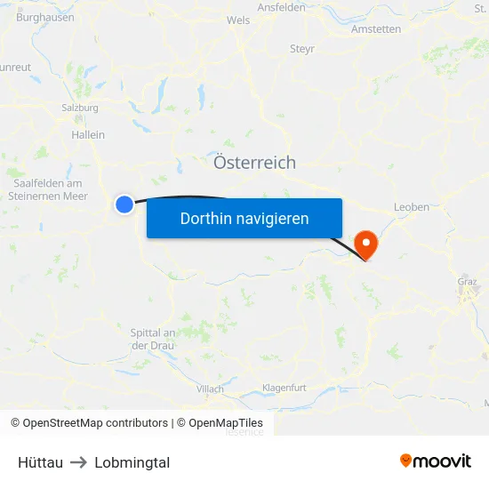 Hüttau to Lobmingtal map