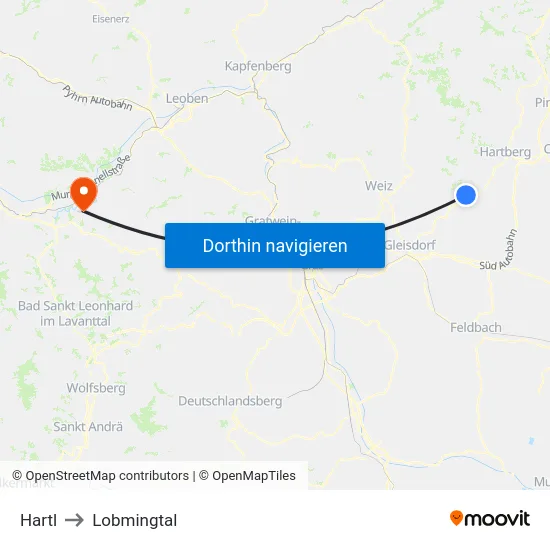 Hartl to Lobmingtal map