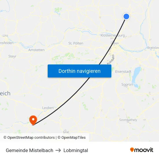 Gemeinde Mistelbach to Lobmingtal map