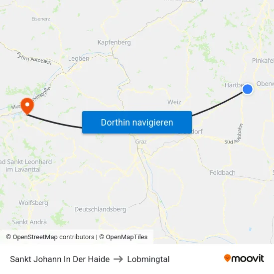 Sankt Johann In Der Haide to Lobmingtal map