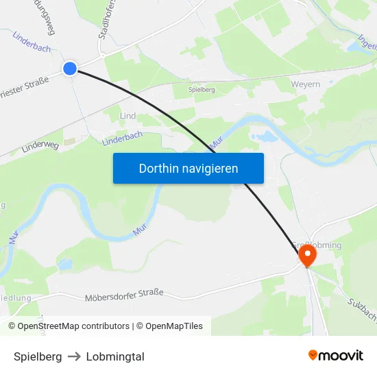 Spielberg to Lobmingtal map