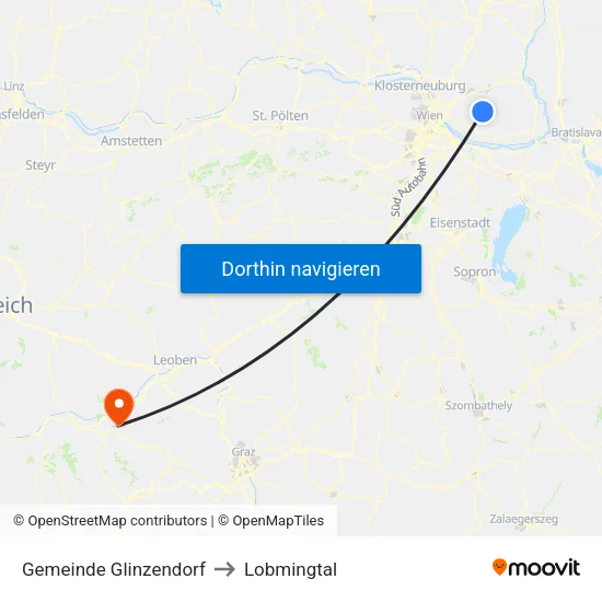Gemeinde Glinzendorf to Lobmingtal map