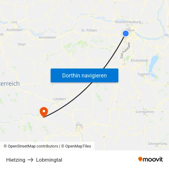 Hietzing to Lobmingtal map