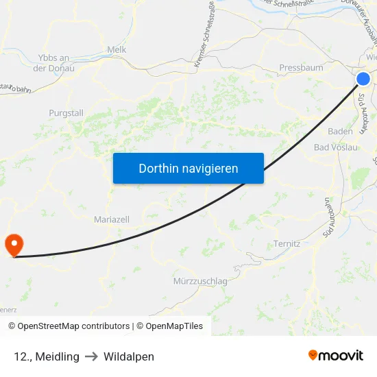 12., Meidling to Wildalpen map