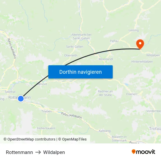 Rottenmann to Wildalpen map