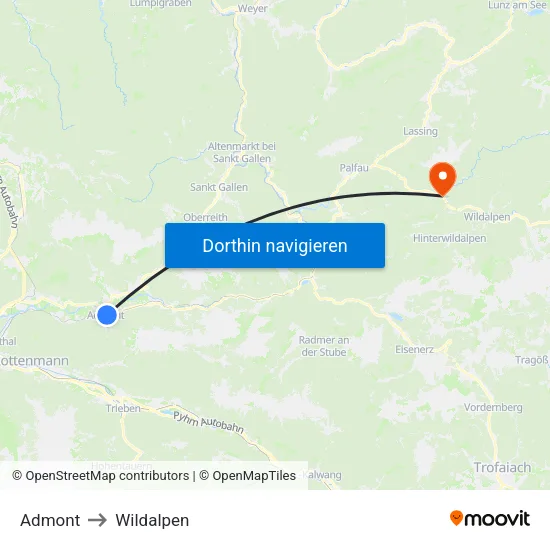 Admont to Wildalpen map