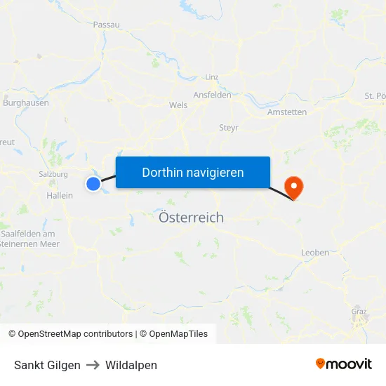 Sankt Gilgen to Wildalpen map