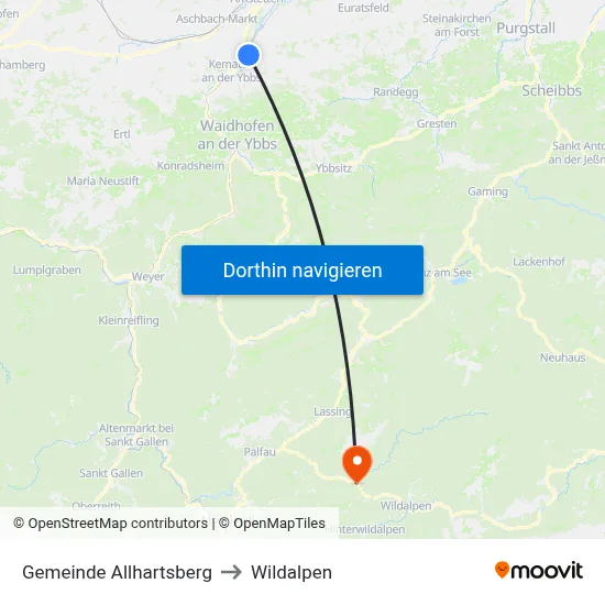 Gemeinde Allhartsberg to Wildalpen map